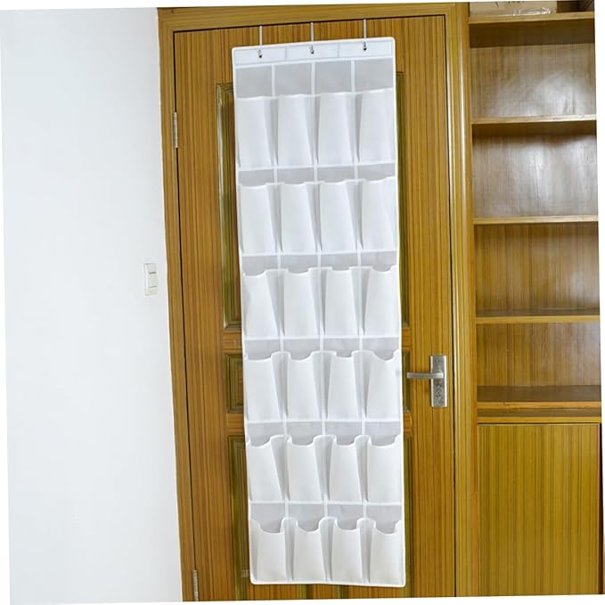 MAGICLULU 24pcs Hanging Organizer Bag for Shoes Keys and Sundries Cloth Storage for Home Practical over Door Design White