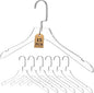 Besser 15 Pack Acrylic Hangers Gold Acrylic Hanger with Clips Premium Quality Crystal Clear Hangers Luxury Dress Suit Hangers(Silver Hook)