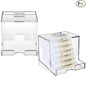 Wenqik 2 Pack Clear Acrylic Lip Balm Dispenser with Hinged Lid Home Freestanding Countertop Display for Lipsticks Glosses or Lip Balm Essential Oils (3.4 x 3.4 x 3.07 inch)