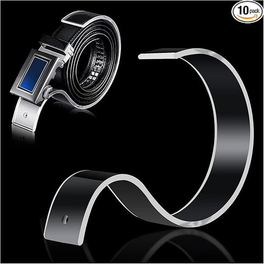 OILCUP 10 PCS Acrylic Belt Display Stand for Men and Women Belt, Rack Holder Closet Organizer Space Saver Case for Store Display or Home Use