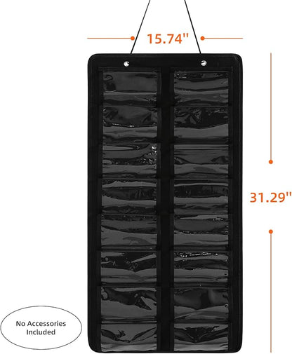 Sunglasses Organizer Storage - 16 Slots Glasses Storage Wall Pocket Display Hanging on Door, Eyewear Display, Dust-Proof (Black, Dust-Proof)