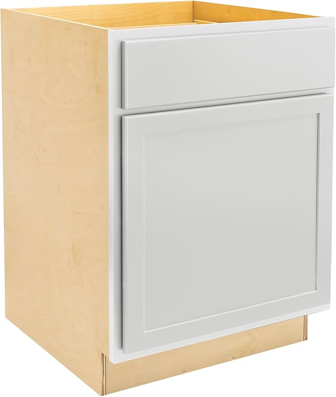 Quicklock RTA (Ready-to-Assemble) | Base Kitchen Cabinets - Shaker Style | Made in America (Pure White, 24" Wx34.5 Hx24 D Base)