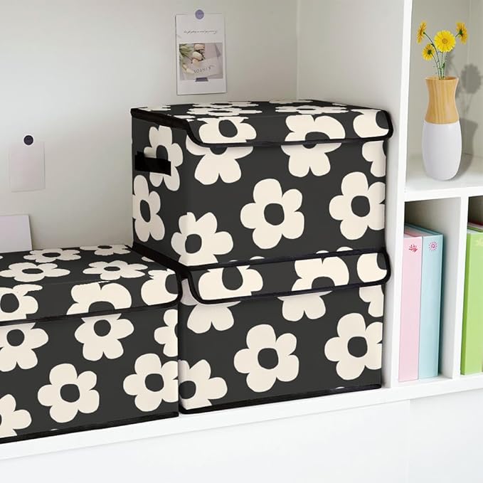Stackable Clothes Storage Bins with Lids,Closet Organizers Fabric Cat Printing Box for Home and Office,Blanket Clothes Organizers,Under Bed Storage Containers 3 Pack.