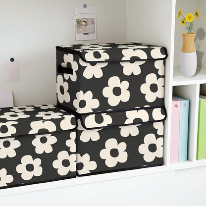 Stackable Clothes Storage Bins with Lids,Closet Organizers Fabric Cat Printing Box for Home and Office,Blanket Clothes Organizers,Under Bed Storage Containers 3 Pack.