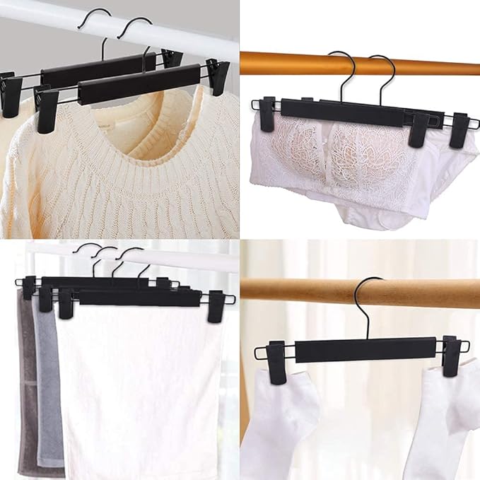 Skirt Hangers，Pants Hangers with Clips，360 ° Swivel Hooks Space Saving Hangers for Pants, Skirts, Clothes, Jeans (20Pack, Black)