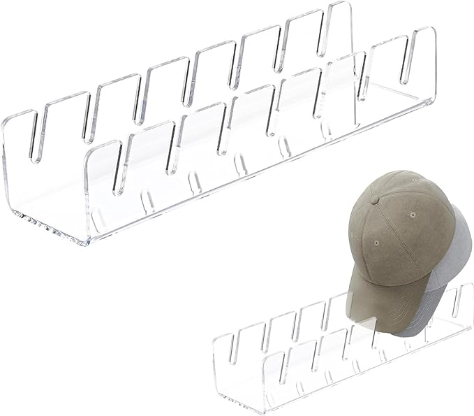 Hat Stand for Baseball Caps, No Install Acrylic Hat Organizer for 14 Baseball Caps, Hat Racks for Baseball Caps Display and Organizer for Bedroom (Clear-1PC)
