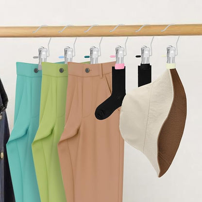 120 Pcs Legging Organizer for Closet Hanging - Stainless Steel Jeans Hangers with Clips, Multi-Purpose Skirt Hangers with Clips for Pants, Shorts, Towels, Boots Storage and Space Saving Solution