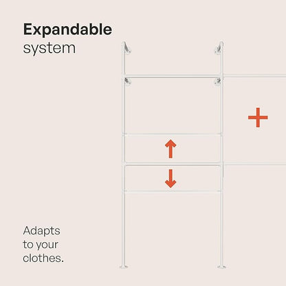 pamo Industrial Pipe Clothing Rack White Metal - 1100 lbs Capacity - Wall-Mounted Clothes Racks for Hanging Clothes - Modern Walk-In Closet