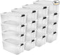 Sterilite 16-Pack Ultra Latching Box, Storage Bins with Lids, Clear Plastic, 116 Quart - Heavy-Duty Organizing Containers for Closet, Bathroom, and Office