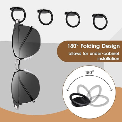 JJUNW 6 Pack Sunglasses Organizer Wall Mounted Sunglasses Holder Black Hanging Eyeglass Holder Multiple Glasses Rack