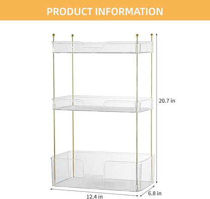 Akinbas 3 Tier Bathroom Organizer Countertop Makeup Perfume Tray Skincare Organizer for Bathroom Dresser Vanity (White)