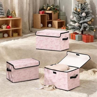 Stackable Clothes Storage Bins with Lids,Closet Organizers Fabric Cat Printing Box for Home and Office,Blanket Clothes Organizers,Under Bed Storage Containers 3 Pack.