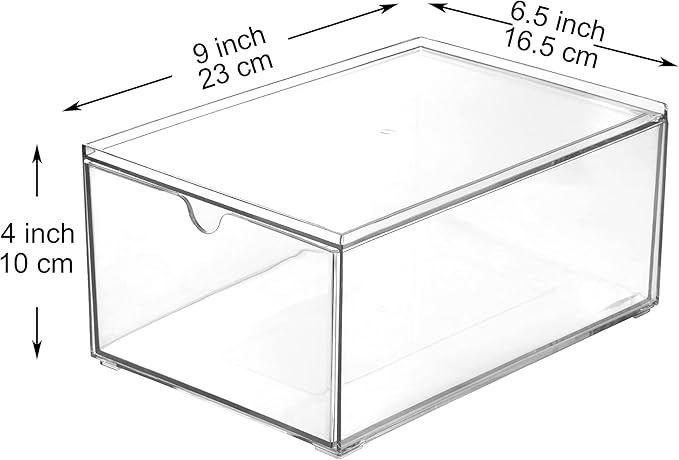 Youngever 2 Pack Stackable Plastic Organiser Drawers, Clear Cosmetic Organizers, Makeup Organiser Drawers