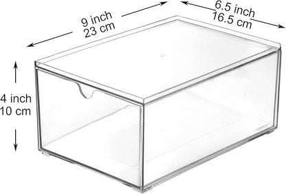 Youngever 2 Pack Stackable Plastic Organiser Drawers, Clear Cosmetic Organizers, Makeup Organiser Drawers