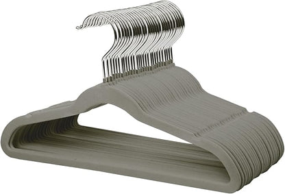 ManGotree 14 Inch Kids Velvet Hangers for Closet, Ultra-Thin Space Saving Children's Clothes Hangers, Non-Slip Felt Toddler Hanger for Youth's Clothes (32 Pack, Grey)