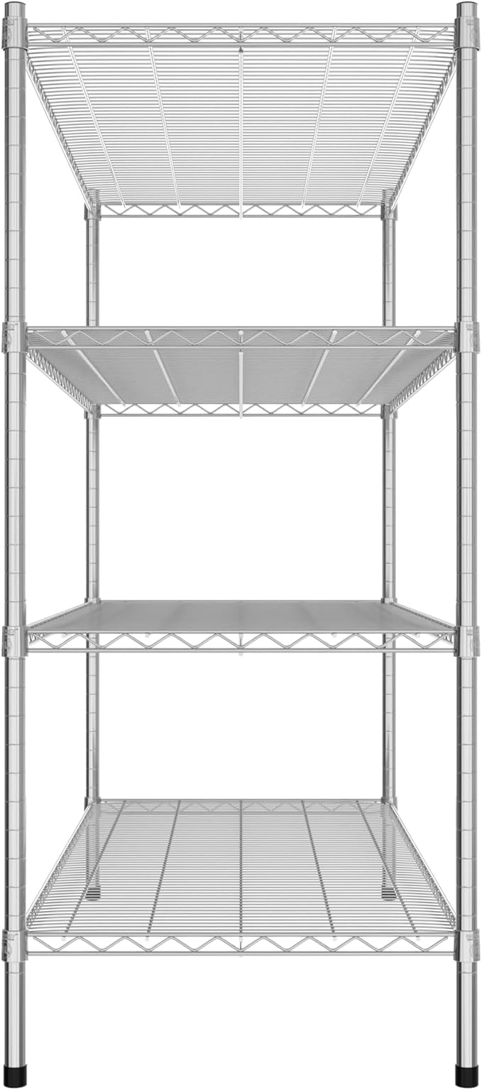 Commercial NSF Listed Chrome Stationary Wire Shelving Kit 24" x 54" x 54", with 4 Shelves Perfect for Warehouse, Walk-in Refrigerator, Freezer, Grocery Store, Restaurant, Dishroom