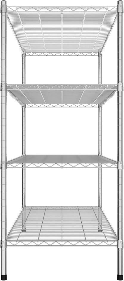 Commercial NSF Listed Chrome Stationary Wire Shelving Kit 24" x 54" x 54", with 4 Shelves Perfect for Warehouse, Walk-in Refrigerator, Freezer, Grocery Store, Restaurant, Dishroom