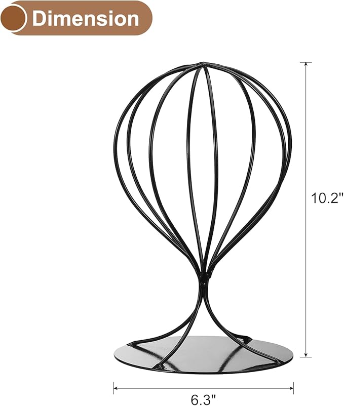 uxcell Metal Hat Display Stand 2 Pack Tabletop Hat and Wig Rack Women Closet Holder for Baseball Cap, Fedora Hat, Cowboy Hat - Matte Black Finish
