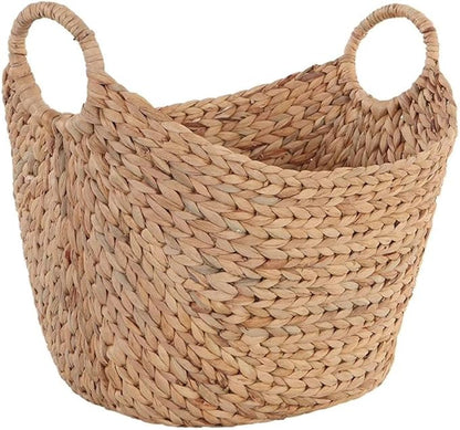 Extra Large Water Hyacinth Boat Basket–Natural Handwoven Decorative Storage Basket for Towels, Blankets, Laundry, Toys, or Living Room and Bedroom Organization