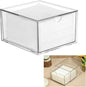 Rainmae Disposable Face Towel Holder, Face Towel Storage Box Bin, Stackable Clear Makeup Organizer with Drawer for Clean Skin Club Face XL Towels Holder for Vanity Bathroom and Makeup Organization