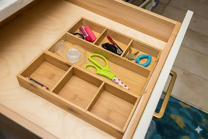 Lipper International 824, Bamboo Wood 4-Compartment Organizer Tray, 11 5/8" x 7 7/8" x 1 3/4"