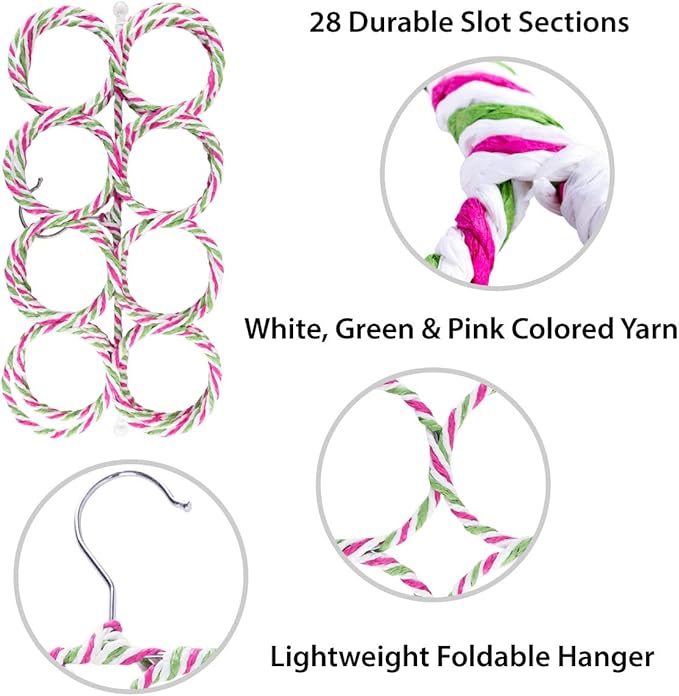 Super Z Outlet Foldable 28 Ring Hole Slots Space Saving Clothing Closet Hanger Scarf, Ties, Belts, Socks Organizer for Home Bedroom, Bathroom, Living Room (Multicolor)