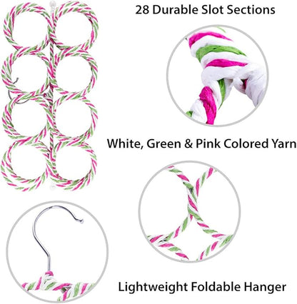 Super Z Outlet Foldable 28 Ring Hole Slots Space Saving Clothing Closet Hanger Scarf, Ties, Belts, Socks Organizer for Home Bedroom, Bathroom, Living Room (Multicolor)