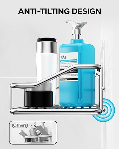 Nieifi Shower Caddy Shelf Storage Rack Adhesive Without Drilling Stainless Steel with Hooks for Washroom, Lavatory, Restroom, Toilet, Bathroom, Kitchen - 2 Pack