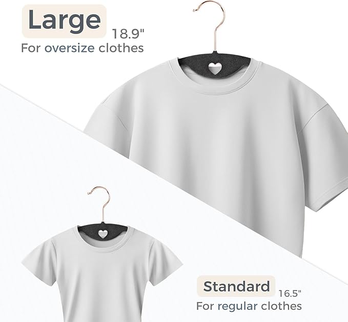 Velvet Hangers 30 Pack: Felt Clothes Hangers Heavy Duty Shirt Sweater Hangers No Shoulder Bump Non Slip Slim Thin Coat Hangers for Closet - Black Grey/18 XL