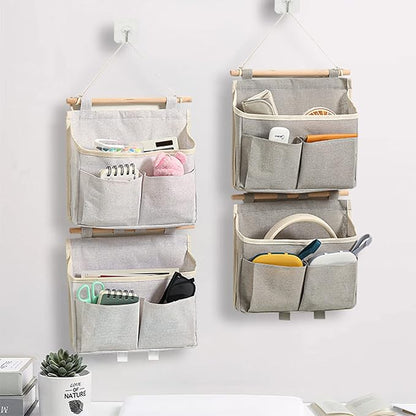 Wall Mount Hanging Storage Bags Linen Organizer with Sticky Hook for Kitchen Bedroom Office