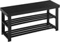 Apicizon Bamboo Shoe Rack for Entryway, 3-Tier Shoe Rack Bench for Front Indoor Entrance, Small Shoe Organizer with Storage, 35.4 Inches, Black