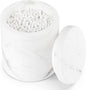 Natural Marble Canister, Cotton Swab Holder with Lid, High Capacity Bathroom Qtip Holder Storage for Cotton Swab, Floss Picks, Makeup Pad, Bath Salt, Jazz White(NS020)