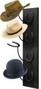 Montex Cowboy Hat Rack for Wall, Wooden Cowboy Hat Holder 4 Hats, Hanging Western Hat Rack, Hat Organizer with Horseshoe Mounts Western, Black