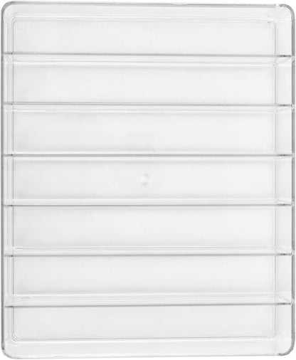 SINJEUN 4 Pack Acrylic Palette Organiser, 7 Sections Divided Makeup Palette Organiser for Eyeshadow, Contour Blush, Lipstick, Make Up Storage(Transparent, 7.5" x 6.3" x 1.8")