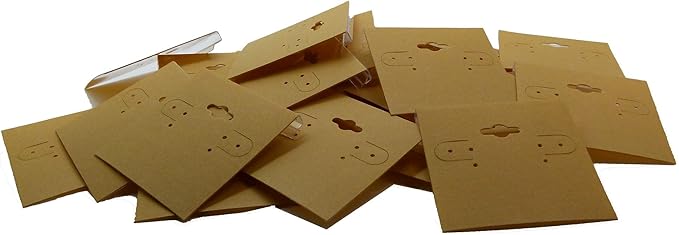 N'icePackaging - 100 Qty Plain Kraft 2" x 2" Hanging Earring Cards - for Displays Hooks or Slatwalls - Merchandise & Sales - Clip/Wire/Post Earrings