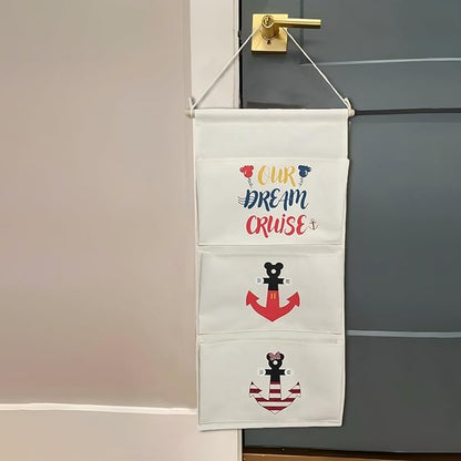 DCL Cruise Fish Extender Gifts Organizer - Hanging 3-Pockets for DCL Cabin Doors -Cruise essential Fish Extender Hanger Perfect for 2025 & 2026 (White)
