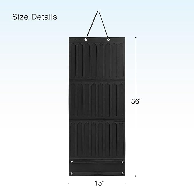 Hair Accessory Organizer - Hanging Holder for Girls' Headbands, Hair Clips, Ties, Scrunchies (Black)