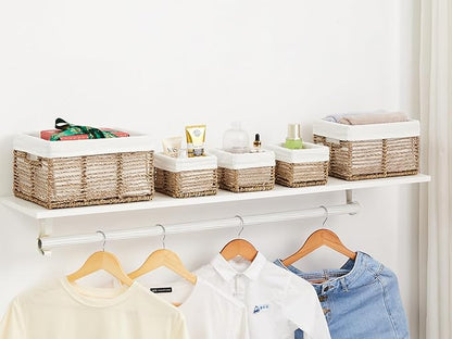 Vagusicc Wicker Storage Basket, 5 Pack Baskets for Organizing, Seagrass Storage Baskets, Rectangular Wicker Baskets for Storage Shelves, Cube Storage Bins For Closet/Clothes/Dresser