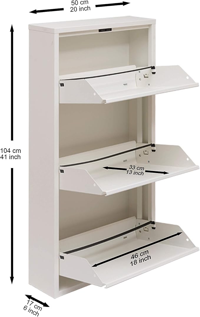 Mabel Home Modern 3 & 4 Drawer Shoe Cabinet, 3-4Tier Shoe Rack Storage Organizer, (White) (3 & 4Tier) (3 Tier)
