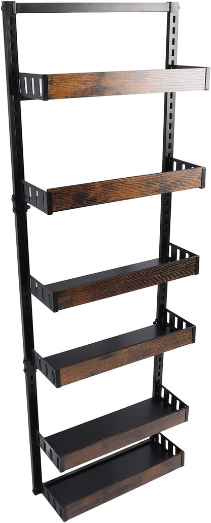 lyrlody 6 Tier Over The Door Pantry Organizer, Pantry Organization and Storage, Hanging Basket Wall Rack Shelves, Seasoning Shelves, Home Kitchen Bedroom Bathroom House Essentials