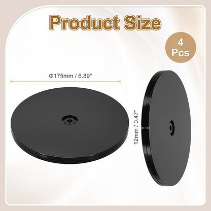 uxcell 4Pack Acrylic Lazy Susan Turntable, 7" Spinner Lazy Susan Turntable Organizer, Acrylic Ball Bearing Rotating Tray for Pantry Spice Rack Decorating, Black