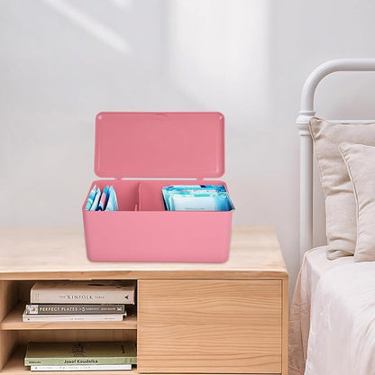 Pad and Tampon Organizer for Bathroom,Sanitary Napkin Holder, Pad and Tampon Organizer for Period, Sanitary Napkin Storage Container, Light Pink
