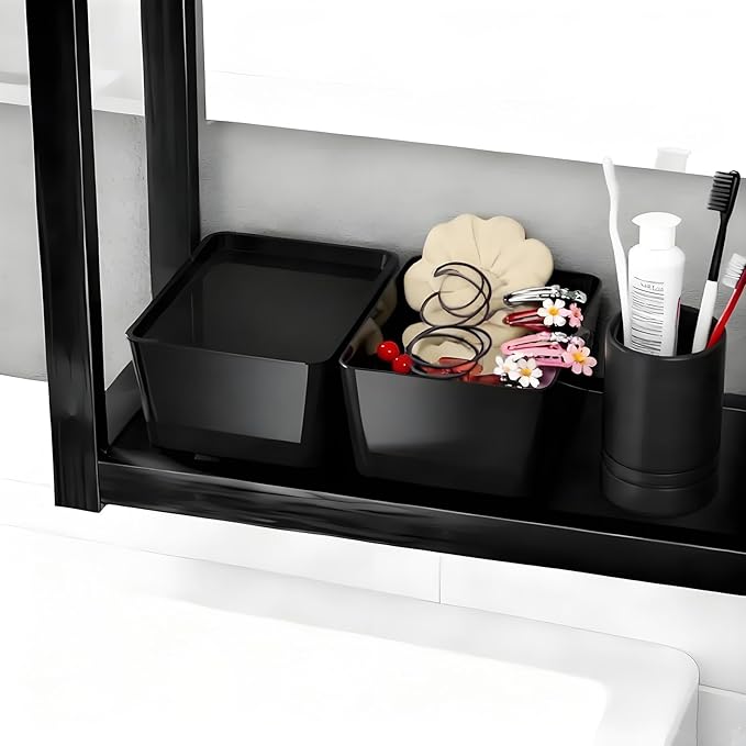 2 Pcs torage Bins With Lids Plastic Containers,Multipurpose Stackable Storage Container Bins With Lid For Home And Office Organization, Small Storage Bin, 5x7in Storage Container, Black