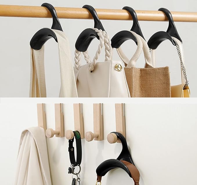 7pcs Purse Hanger, Handbag Organizer Hooks, Handbag Hanger, Hook Bag Rack Holder, Closet Rod Hanger for Bags/Purses Hanging, Bag Collection/Shape Protecting, Space Organizing (BH-001 White)