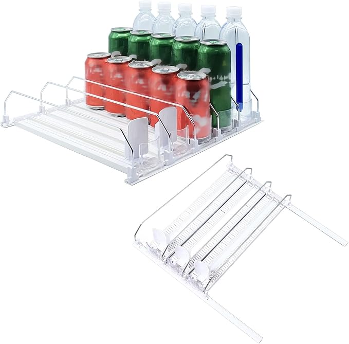Tyenaza 38cm Fridge Drink Dispenser, Adjustable Refrigerator Self Pushing Soda Can Dispenser for Beer Pop Can (3Pcs)