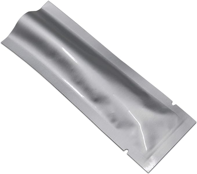 PABCK 100 Pcs 2.55x6.7 inch (Inside Size 2.15x6.3 inch) Coffee Powder Food Storage Heat Sealable 3.34mil Mylar Pure Foil Bag Vacuum Pouch Travel Packets for Sample Shampoo Liquids Toiletries Packaging
