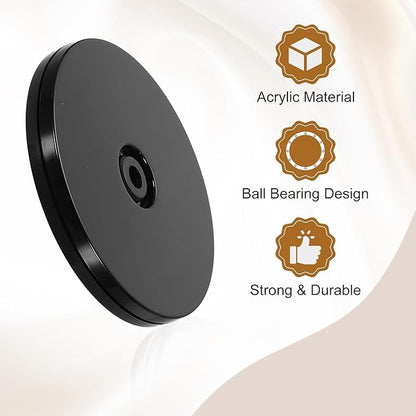 uxcell 2Pack Acrylic Lazy Susan Turntable, 4" Spinner Lazy Susan Turntable Organizer, Acrylic Ball Bearing Rotating Tray for Pantry Spice Rack Decorating, Black