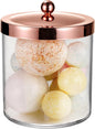 SheeChung 50oz Large Apothecary Jar with Rose Gold Rust-Proof Lid - Shatterproof Plastic Laundry Pods Container - Chic Rose Gold Bathroom & Vanity Storage Organizer for Scent Beads, Salts
