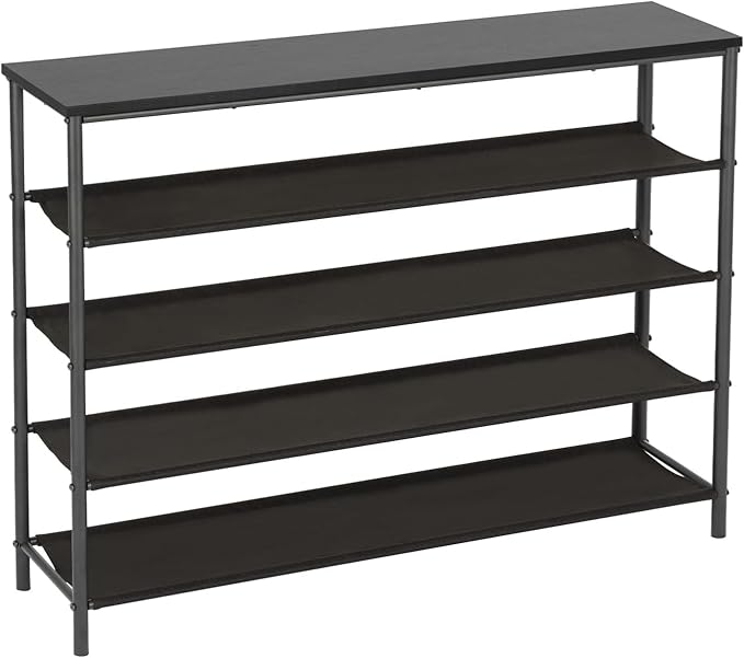 PayLessHere 5 Tier Shoe Rack Shoe Bench Shoe Rack Shelf with Steel Frame Standing for Closet Entryway Hallway Corridor Storage Organizers (Black)