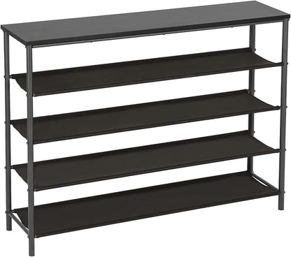 PayLessHere 5 Tier Shoe Rack Shoe Bench Shoe Rack Shelf with Steel Frame Standing for Closet Entryway Hallway Corridor Storage Organizers (Black)